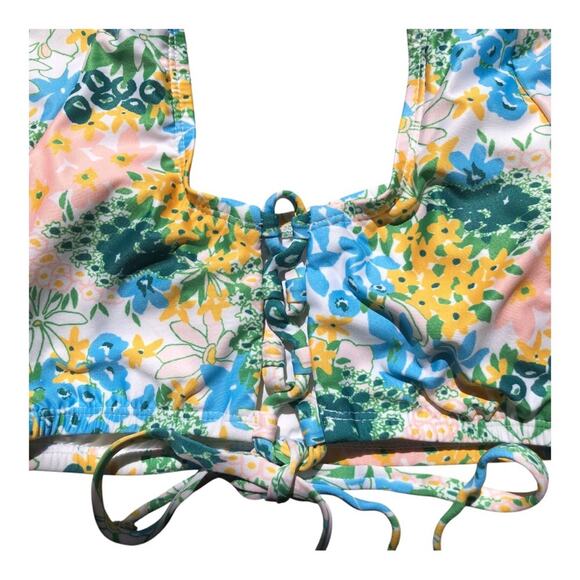ModCloth NIP Amari Retro Bohemian Vibes Yellow Blue Floral Crop Bikini Top Small - Picture 7 of 15